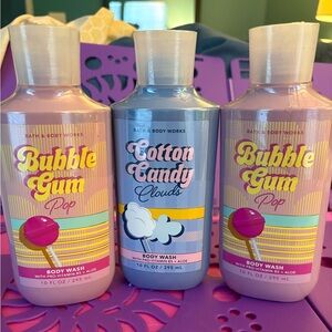 Bath & Body Works Bubble Gum Pop and Cotton Candy Clouds Body Trio